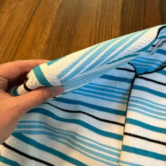 Anne Klein Preppy Blue Striped Open Front Cardigan Jacket Womens Sz 12 Nautical - Picture 7 of 11